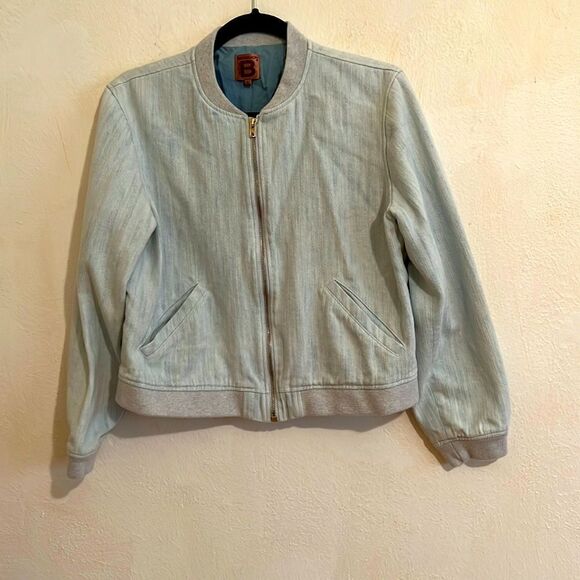 Vintage Bensimon Collection Fully Lined Light Blue Denim Bomber Jacket size L - Picture 1 of 8